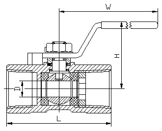 一片式內(nèi)螺紋球閥 結(jié)構(gòu)圖